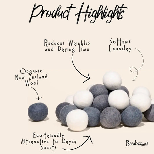 Organic Wool Dryer Balls Set of 6 | Cozy Time Living