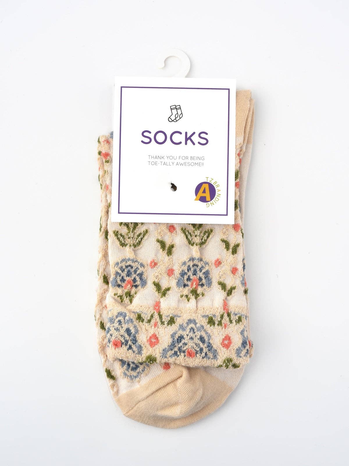 Embossed rose texture detail on jacquard knit socks