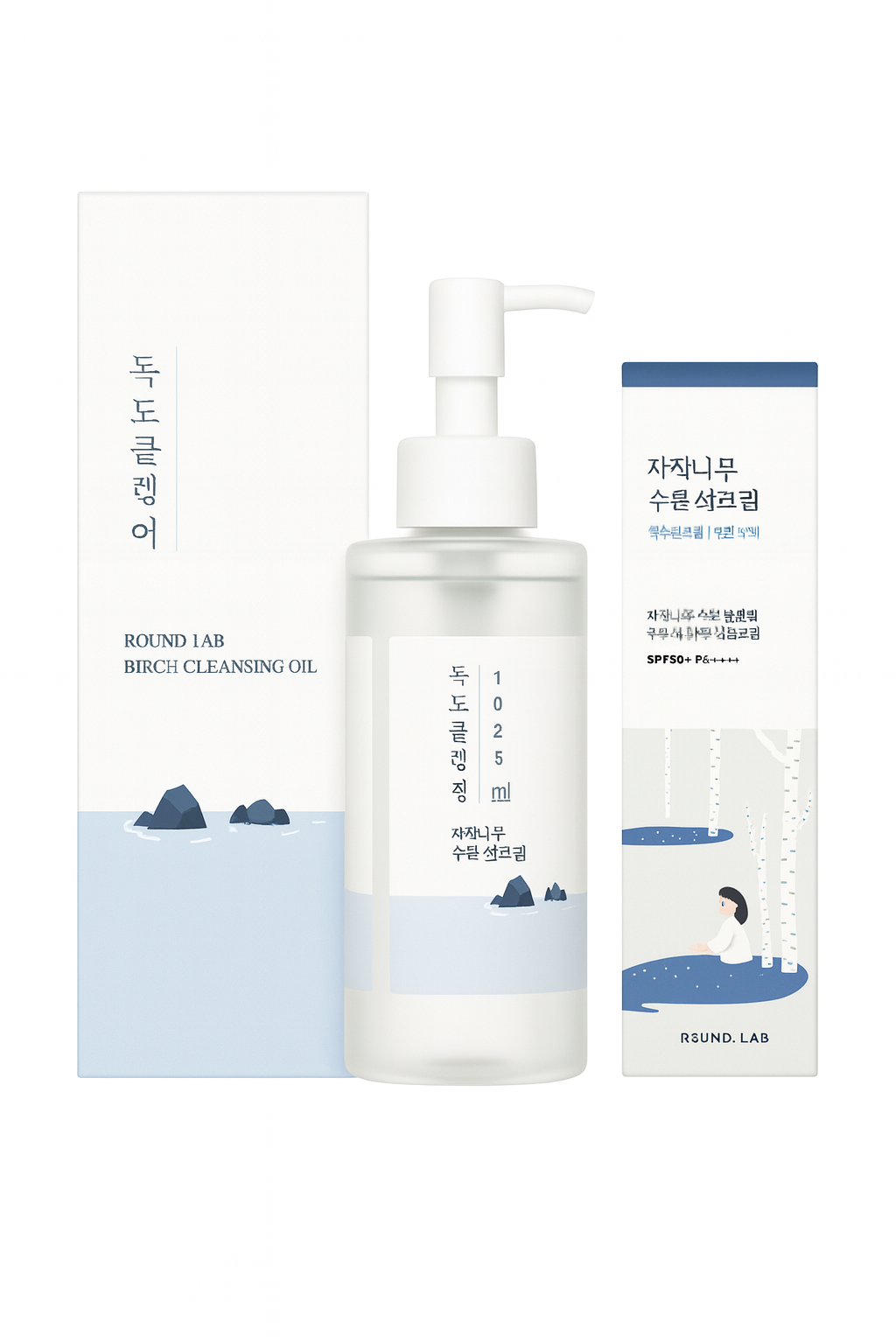 💙 Winter Glow K-Beauty Set (Round Lab 1025 Dokdo Trio)  (Cleansing Oil · Toner · Moisture Sun Cream)
